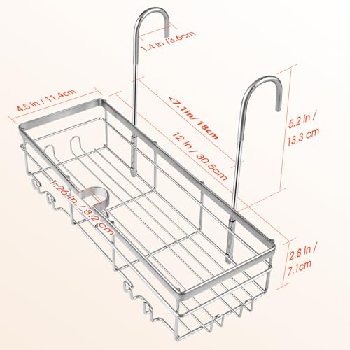 DELLAN Hanging Shower Caddy, Shower Rack with Hooks for Shower & Bath Chair, Bathroom Shower Basket for Elderly, Pregnant, Handicap, Patient
