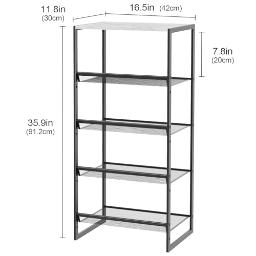 Garden 4 you Shoe Rack for Closet Narrow 5 Tiers, Small Shoe Rack with White Wooden Tabletop, Adjustable Metal Shoe Shelf for Closet Entryway Hallway Living Room - color: White, size: 5-Tier