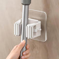 4Pcs Broom Holder Mop Hanger Wall Mount Hook Plastic Easy Install No-Drill Strong Adhesive Organizer - color: White, size: 4 Pcs
