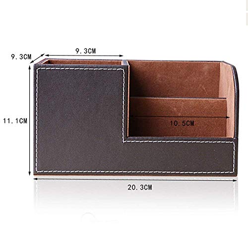 KINGFOM Desk Organizer Office Supplies Caddy Pu Leather Multi-function Storage Box Pen/Pencil,Cell phone, Business Name Cards Remote Control Holder Black - color: S-black