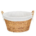 Household Essentials Round Wicker Laundry Basket with Handles, Whimsical Water Hyacinth Basket, Supportive Metal Frame, Removable Polyester Liner, Handwoven, Well-Structured and Versatile, Natural - color: Natural Water Hyacinth