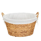 Household Essentials Round Wicker Laundry Basket with Handles, Whimsical Water Hyacinth Basket, Supportive Metal Frame, Removable Polyester Liner, Handwoven, Well-Structured and Versatile, Natural - color: Natural Water Hyacinth