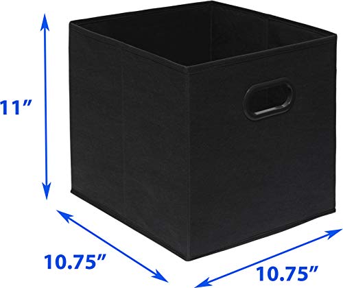 Simple Houseware Foldable Cube Storage Bins with Handles, 11-Inch, Black, 6-Pack, Fabric Cubes Organizer for Closet or Shelves - color: Black