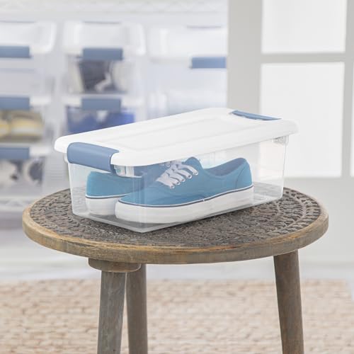 Sterilite 12-Pack Latching Box, Under Bed Storage Bins with Lids, Clear Plastic, 6 Quart - Heavy-Duty Organizing Containers for Closet, Bathroom, and Office - size: 6 Quart, style: 12 Pack