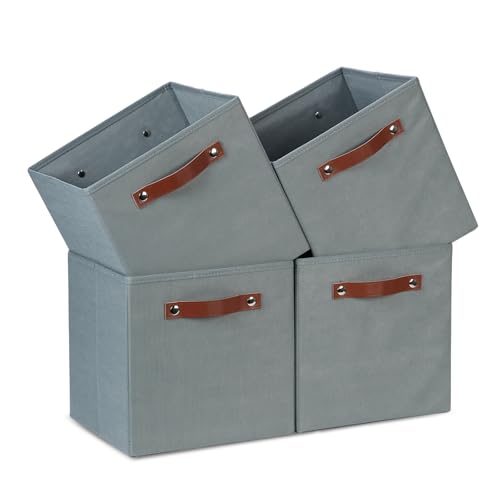 Temary 11x11 Storage Cubes Fabric Cube Storage Bins with Handles Clothes Storage Boxes Baskets for Organizing Home, Shelf, Closet (Grey, 11 x 11 x 11) - color: Grey, size: 11x11x11