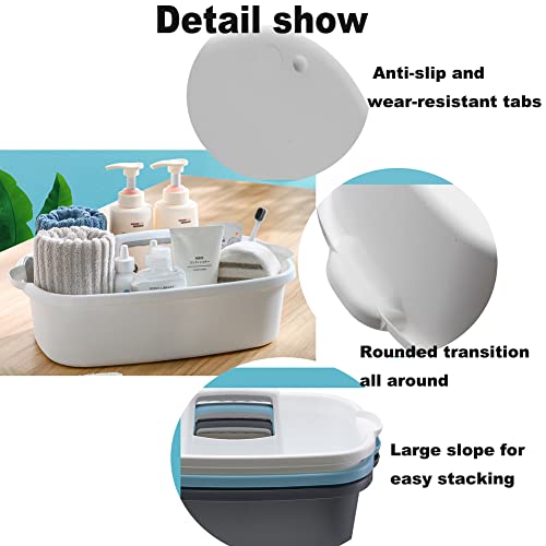 Cleaning Supplies Caddy, Large Plastic Shower Caddy Basket with Handle, Portable Cleaning Tool Storage Tote for Dorm, Bath, Pantry (grey, White, blue) (White) - color: White