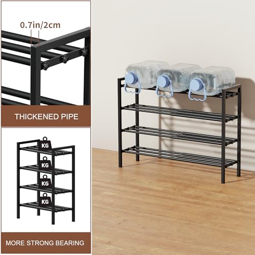 4-Tier Expandable Shoe Rack, Adjustable Shoe Shelf Storage Organizer Heavy Duty Metal Free Standing Shoe Rack for Entryway Closet Doorway (Black) - size: 4 Tier