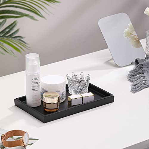 Luxspire Bathroom Vanity Tray, Resin Dresser Jewelry Ring Dish Tank Storage Kitchen Sink Countertop Organizer Plate Holder for Perfume Candles Soap Towel Plant Bathroom Accessories, M, Matte Black - color: Black, style: M