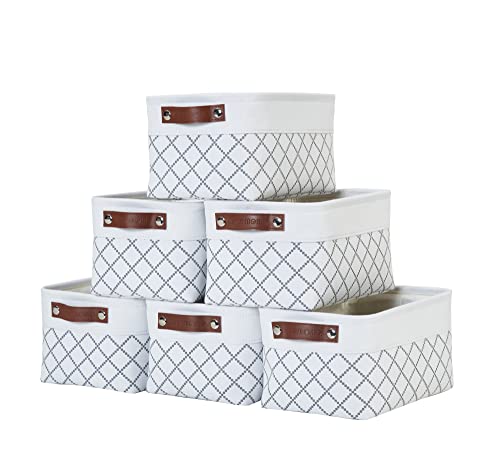 DECOMOMO Small Storage Basket, Closet Storage Bins, Baskets for Organizing Shelves (White Check, Small - 6 Pack) - color: Check White, size: Small/6P