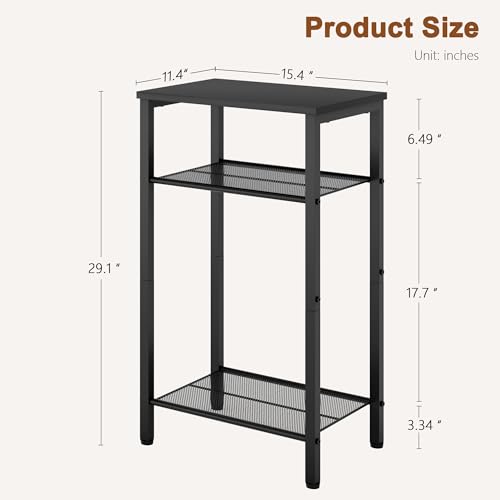 Hoctieon 3 Tier End Table, Telephone Table, Tall Side Table with Storage, Small Nightstand for Small Spaces, Metal Frame, For Living Room, Bedroom, Sofa Couch, Hall, Easy Assembly, Black - color: Black, size: 1 Pack