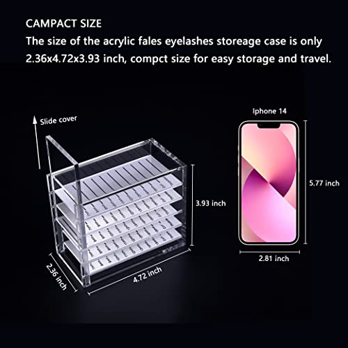 Lash Organizers and Storage, Small 5-Layer Lash Trays for Lash Extensions,Transparent lash tray Organizer, Eyelash Storage Box. - color: Clear