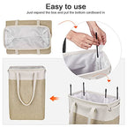 i BKGOO Laundry Basket with Handles Beige&Khaki-Slim Laundry Bin Collapsible Dirty Clothes Basket Narrow Laundry Bag Foldable Dirty Hamper for Camping, Dorms, Apartments - color: Beige&Khaki