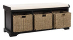 Safavieh American Homes Collection Lonan Grey and White Wicker Storage Bench - color: Black