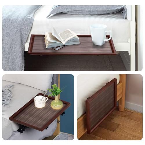 Bedside Shelf,Bed Shelf,Simple Noght Stand,Side Bed Organizer for Water Cup, Phone, Tablet Books,Foldable,no-Hole Bedside Caddy (Wooden)