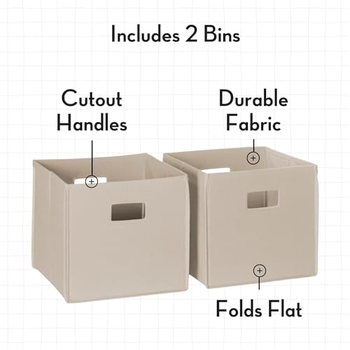 RiverRidge Folding Storage Bins with Handles Taupe Cube Storage Organizer for Closet, Bedroom & Playroom - Closet Organizers and Storage Set of 2 - color: 2 Taupe Bins