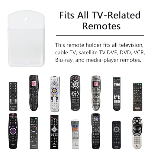 4 Pcs Remote Control Holder Wall Mount, TV Controller Holder, Self Adhesive Remote Holder, Wall Pen Holder Storage Accessories for Home Office School（Clear） - color: Clear&4Pcs