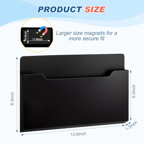Fuutreo 6 Pcs Magnetic Wall File Organizer Magnetic Wall File Holder Refrigerator Magazine Holder for Mail Letters Paper(Black,Horizontal-large) - color: Black, size: Horizontal-Large