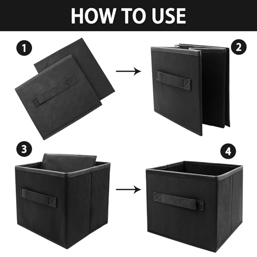 EBIGIC Black Storage Bins 9.0"x7.5"x7.5" Small Size Fabirc Foldable Closet Toy Organizer Collapsible Cloth - color: Black 1Pack, size: 9”x 7.5”x 7.5”