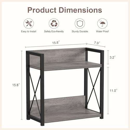 Giikin Coffee Bar Accessories, 2 Tier Spice Rack for Counter, Gray Kitchen Countertop Organizer (Grey, L) - color: Grey, size: Large