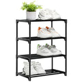 Stackable Small Shoe Rack for Closet 4 Tier, Sturdy Shoe Rack Organizer for Front Door Entrance and Entryway, Free Standing Metal Shoe Shelf Storage for Closet Bedroom Garage Black - size: 4 Tier