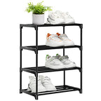 Stackable Small Shoe Rack for Closet 4 Tier, Sturdy Shoe Rack Organizer for Front Door Entrance and Entryway, Free Standing Metal Shoe Shelf Storage for Closet Bedroom Garage Black - size: 4 Tier