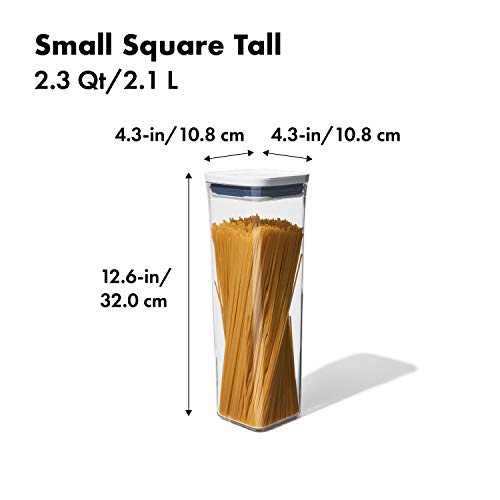 OXO Good Grips POP Container - Airtight Food Storage - Small Square Tall 2.3 Qt Ideal for spaghetti, linguini and lasagna - color: White, size: 2.3 Qt