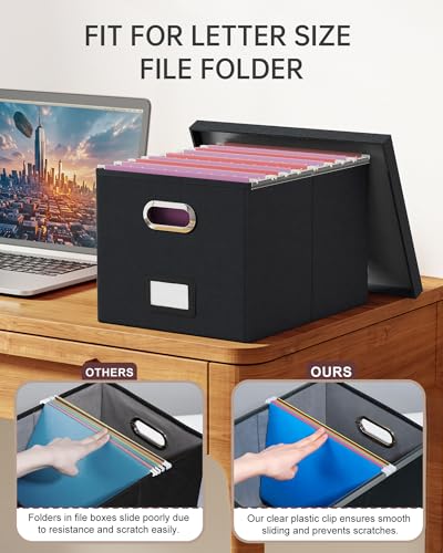 Oterri File Organizer, File Box, File Cabinet for Letter File Folder Storage, Hanging File Organizer for Office/Decor/Home,Document Organizer, 1 Pack,Black-Box Only - color: Black, size: 1 pack