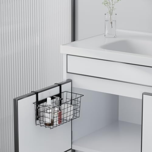 MaraFansie Hanging Kitchen Baskets Wire Storage Basket Over the Cabinet Door Organizer, No Drilling Adhesive Basket for Cabinet Pantry Organization and Kitchen, Bathroom, Storage Black, 2 Pack(New) - color: Black, size: 2 Pack(New)