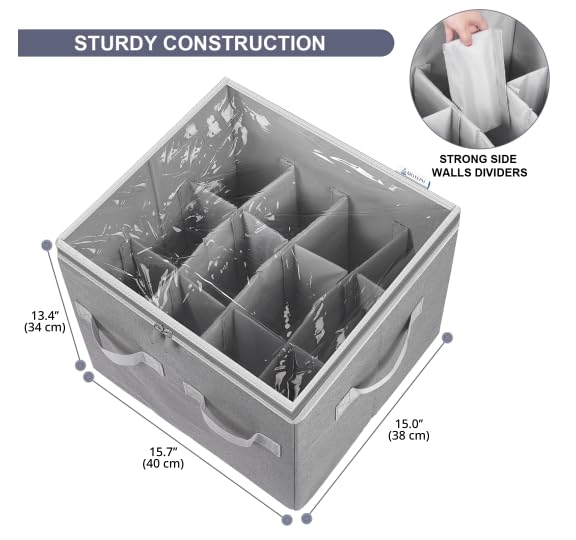 Moteph Shoe Organizer Closet Storage Solution with Clear Cover & Adjustable Dividers for Shoes, Handbags, Blankets, Linen, Clothing (Grey, Small - 12 Pairs) - color: Grey, size: Small - 12 Pairs