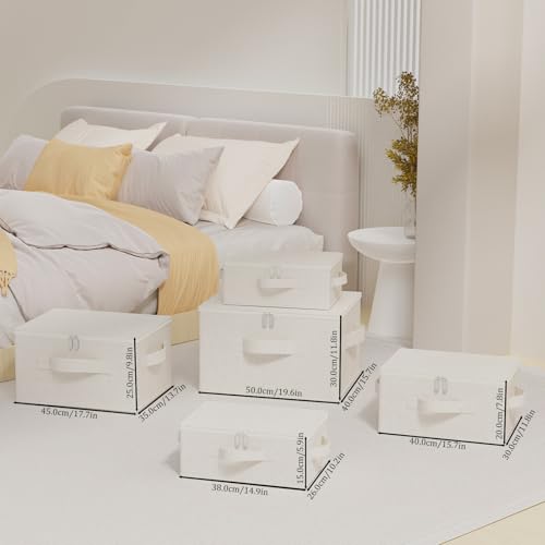 Underbed Storage Box with Lid, Foldable Clothes Organizers, Fabric Bins for Organizing Clothes, Shoes, Blankets, Pillows, 17.7x13.7x9.8Inches, Beige, 2 Pack - color: Beige, size: 17.7x13.7x9.8in(2 Pack)