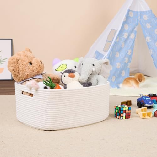 MiniArk Large Storage Baskets for Shelves, Closet Organizers Bins for Clothes Blanket Towels, Baby Nursery, Toy Baskets Box, Woven Rope Baskets, 17 x 13 x 7.5”, 2 Packs Off White - color: Off White, size: 2pcs-L17×W13×H7.5"