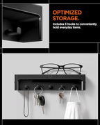 Spigen Key Holder Wall Mount with Adhesive Hooks and Organizer Tray for Wallet, Watch, Sunglasses – Entryway Shelf Rack for Door, Home, or Living Room – Black - style: Key Holder