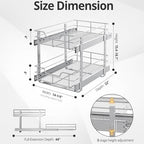 ZOINLIY Pull Out Cabinet Organizer, Versatile Slide Out Kitchen Organizers and Storage,Heavy Duty Drawer Cupboard Storage Basket, Smooth Sliding, Chrome Finish (2-Tiers-14¼''W×22“D) - size: 2-Tiers 14¼''W×22“D