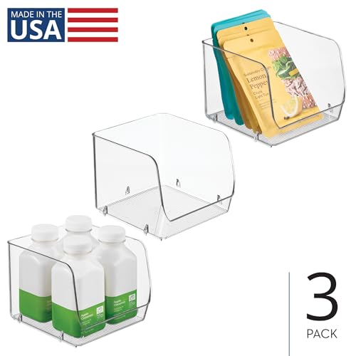 iDesign Stackable Open-Front Storage Bins for Kitchen and Pantry Organization - Set of 3 - Clear - style: Pack of 3