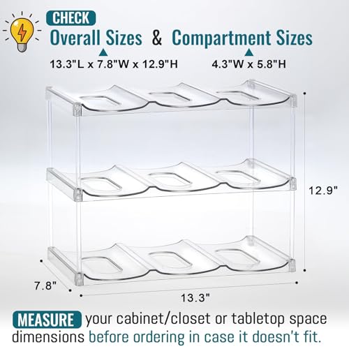Design for Stanley 40 OZ & Large Bottles & Tumblers with Handle, Acrylic Water Bottle Organizer - Stackable Clear Wine Rack, Cup Holder for Home Kitchen Pantry Shelf Countertop Cabinet, 3 Tier Hold 9 - size: 3 Tier for 9