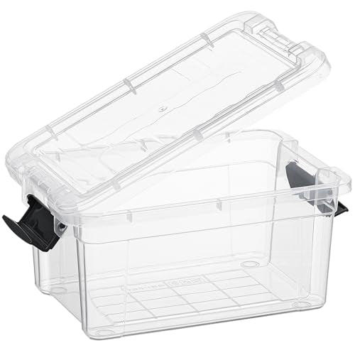 Superio Storage Bins with Lids- 4 Pack, 1.85 Qt Clear Boxes for Organizing, Stackable Plastic Containers- BPA Free, Non-Toxic, Odor Free, Organizer for Home, Office, Dorm - size: 1.85 Quart, style: 4 Pack