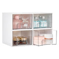 Vtopmart 4Pack Small Stackable Storage Drawers, Bathroom Makeup Organizer,Plastic Storage Bins For Vanity, Undersink, Kitchen Cabinets, Pantry, Home Organization(White) - style: 4pack-White