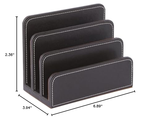 OSCO Brown Faux Leather Letter Holder - color: Brown