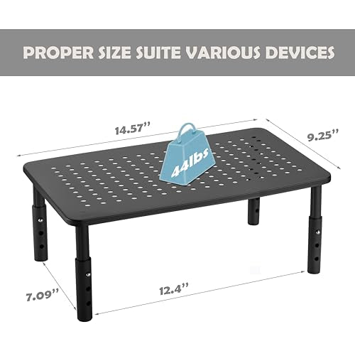 Monitor Stand for Desk Monitor Riser, Adjustable Laptop Riser, Desk Organizer Desktop Printer Laptop Storage Shelf, Mesh Metal Computer Item Stand (1 Piece)(14.5" Lx9.3 W) - size: 1 piece