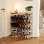 Shoe Rack, 4-Tier Slanted Shoe Storage Shelf, Narrow Shoe Rack for Entryway, Solid Wood and Acrylic Shoe Stand, Slim Shoe Shelf with Wooden Top ，Suitable for Bedrooms and Living Rooms - size: 72