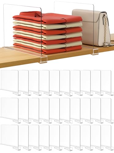HBlife 30 Pack Clear Shelf Dividers, Vertical Purse Organizer for Closet Perfect for Sweater, Shirts, Handbags in Bedroom and Kitchen, Adjustable Acrylic Bookshelf for Organization - color: Clear, size: 30 PCS