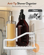 Orimade Bathroom Shelf Organizer Shower Caddy Storage Kitchen Rack with Traceless Transparent Adhesive No Drilling SUS304 Stainless Steel, 15.75inch, White - color: White