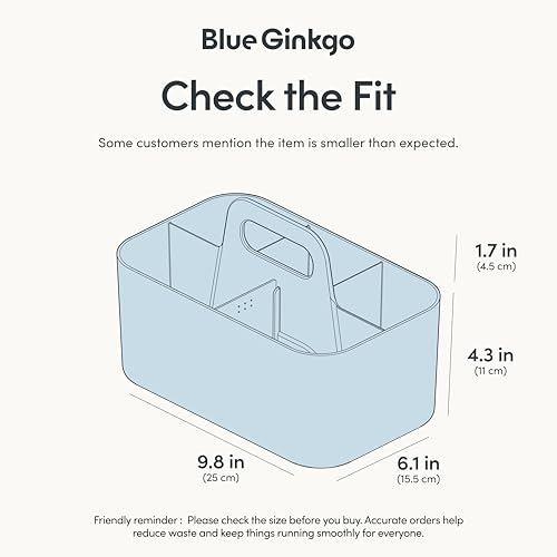 BLUE GINKGO Stackable Organizer Caddy – Korean-Made Portable Tote for Bathroom, Office, Crafts, or School Supplies (Rectangle, Blue) - color: BLUE, size: Rectangle