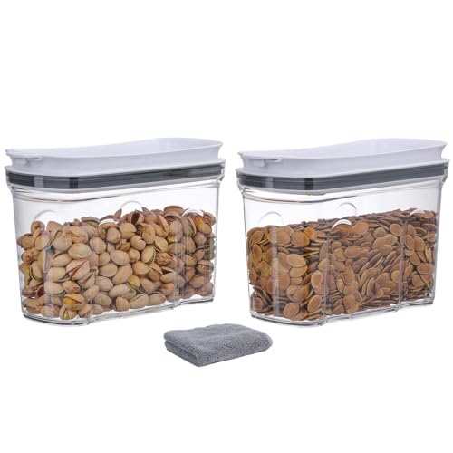 FreshKeeper Food Dispenser Set, Airtight Food Storage Container with Lid 1.5L,2PCS BPA-FREE Plastic Pantry Organization Canisters for Nuts Quinoa Coffee and More Dry Food in Kitchen - color: 2PACK-1.5L