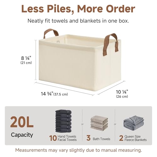 StorageWorks Storage Bins, Shelves Baskets for Organizing, Fabric Closet Organizers with Handles, Metal Frame, Beige-Texture, 2-Pack - color: Beige（Texture）, size: 14 ¾" L x 10 ¼" W x 8 ¼" H