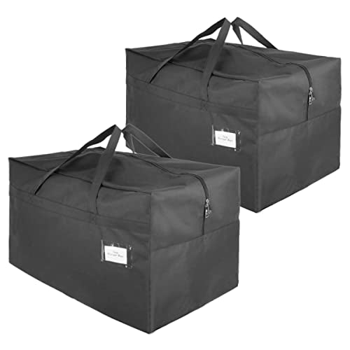 Large Storage Carrying Bags for Air Mattress Comforter Out Door Pillow Holiday Decorations, Water-Resistant & Dustproof Canvas Camping Moving Bag, Organizer for Closet Under-Bed Dorm Garage, 2 Pack - color: Black, style: Canvas water-resistant bag
