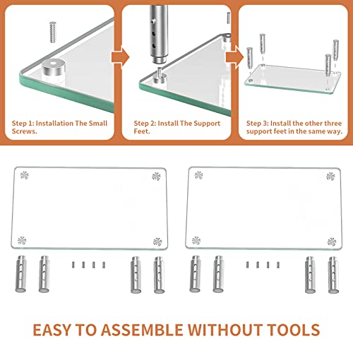Hemudu 2 Pack Monitor Stand - 3 Adjustable Height Riser, Computer Stand, Desktop Organizer for PC, Laptop - Clear