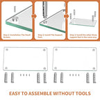 Hemudu 2 Pack Monitor Stand - 3 Adjustable Height Riser, Computer Stand, Desktop Organizer for PC, Laptop - Clear