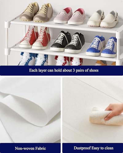 Kitsure Shoe Rack - Non-Woven Shoe Rack Shelf, Shoe Organizer for Closet, Entryway, Garage & Corridor, Stackable Shoe Shelves, 27.5" Wide - 3 Tier, White - color: White, size: 27.5" Wide - 3 Tier