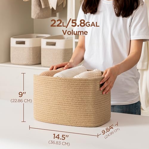 UBBCARE 4 Pack Storage Baskets for Organizing, Shelf Baskets with Handles, Woven Storage Baskets for Bookcase/Cube Shelf/Closet, 14.5"L x 9.8"W x 9"H, Jute - color: Jute, size: 4 Pack-14.5"(L)×9.8"(W)x9"(H)
